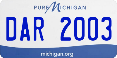 MI license plate DAR2003