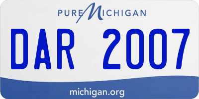 MI license plate DAR2007