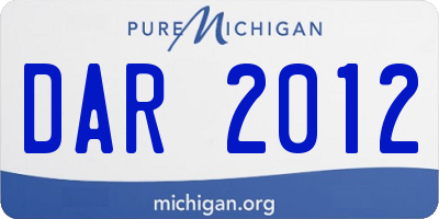 MI license plate DAR2012