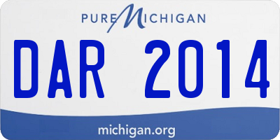 MI license plate DAR2014