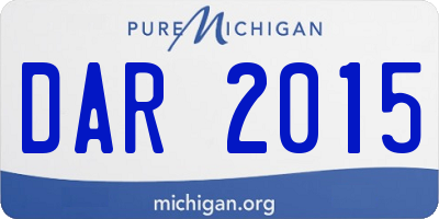 MI license plate DAR2015
