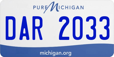 MI license plate DAR2033