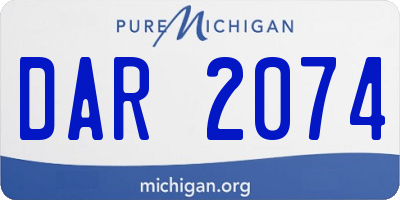MI license plate DAR2074