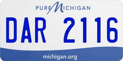 MI license plate DAR2116