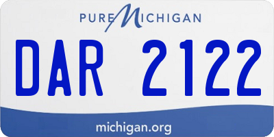 MI license plate DAR2122