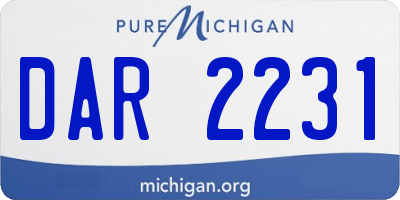 MI license plate DAR2231