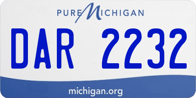 MI license plate DAR2232
