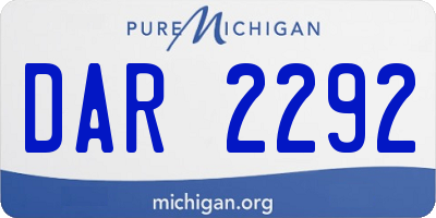 MI license plate DAR2292