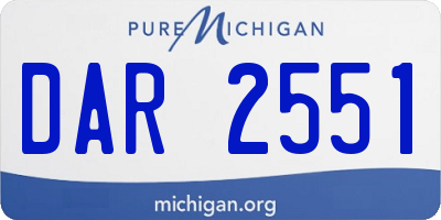 MI license plate DAR2551