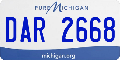 MI license plate DAR2668