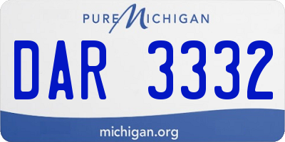 MI license plate DAR3332