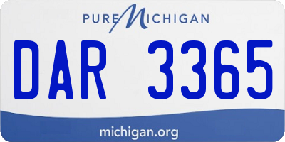 MI license plate DAR3365