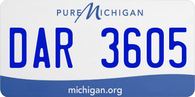 MI license plate DAR3605