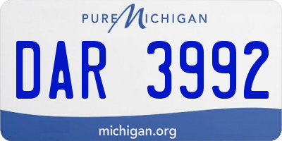 MI license plate DAR3992
