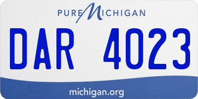 MI license plate DAR4023