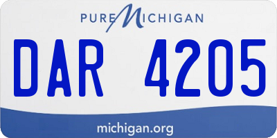 MI license plate DAR4205