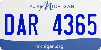 MI license plate DAR4365