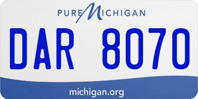 MI license plate DAR8070