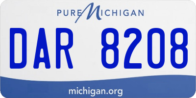 MI license plate DAR8208