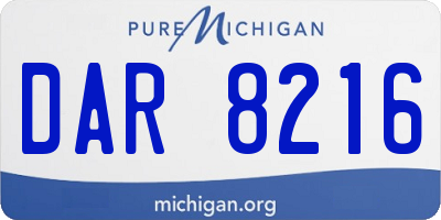 MI license plate DAR8216