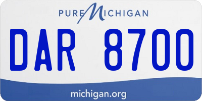 MI license plate DAR8700