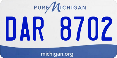 MI license plate DAR8702