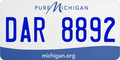 MI license plate DAR8892