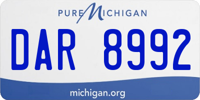 MI license plate DAR8992