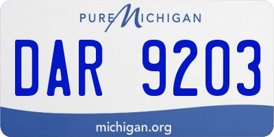 MI license plate DAR9203