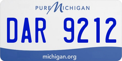 MI license plate DAR9212