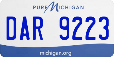 MI license plate DAR9223