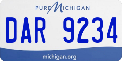 MI license plate DAR9234