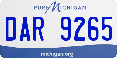 MI license plate DAR9265