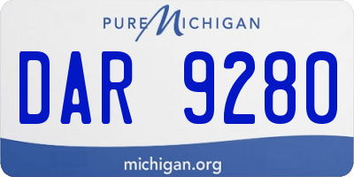 MI license plate DAR9280