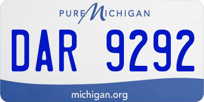 MI license plate DAR9292