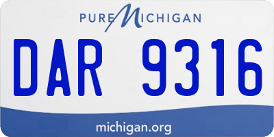 MI license plate DAR9316