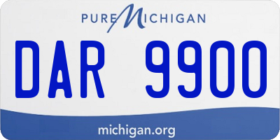MI license plate DAR9900