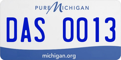 MI license plate DAS0013
