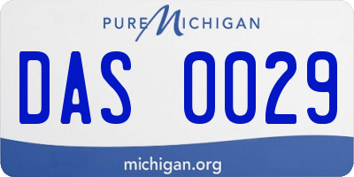 MI license plate DAS0029