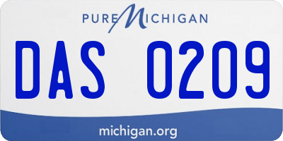 MI license plate DAS0209