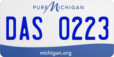 MI license plate DAS0223