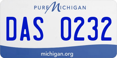 MI license plate DAS0232