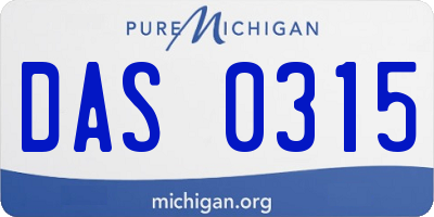 MI license plate DAS0315