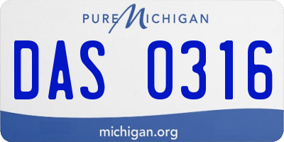 MI license plate DAS0316