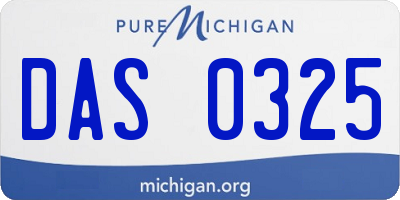 MI license plate DAS0325