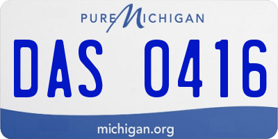 MI license plate DAS0416