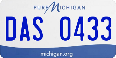 MI license plate DAS0433