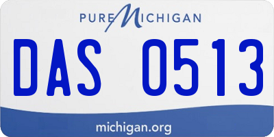 MI license plate DAS0513