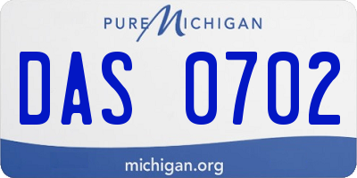 MI license plate DAS0702