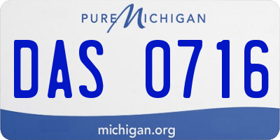 MI license plate DAS0716